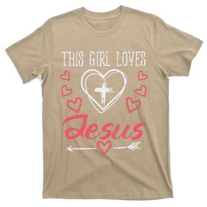 Heart Cross This Girl Loves Jesus God Christian Girls T-Shirt