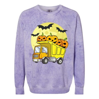 Halloween Construction Truck Pumpkin Colorblast Crewneck Sweatshirt