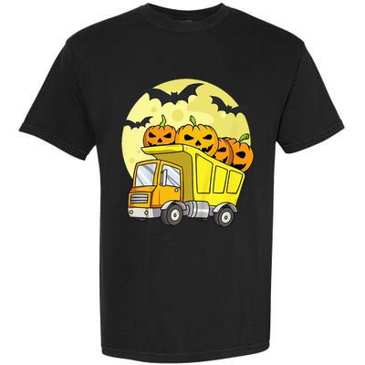 Halloween Construction Truck Pumpkin Garment-Dyed Heavyweight T-Shirt