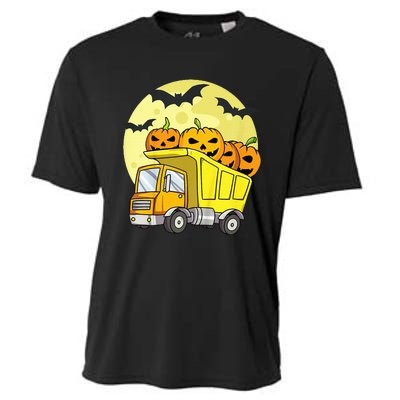 Halloween Construction Truck Pumpkin Cooling Performance Crew T-Shirt