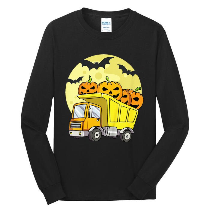 Halloween Construction Truck Pumpkin Tall Long Sleeve T-Shirt