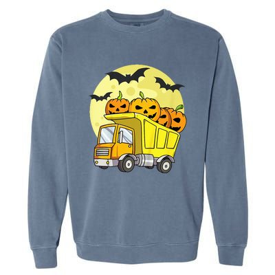 Halloween Construction Truck Pumpkin Garment-Dyed Sweatshirt