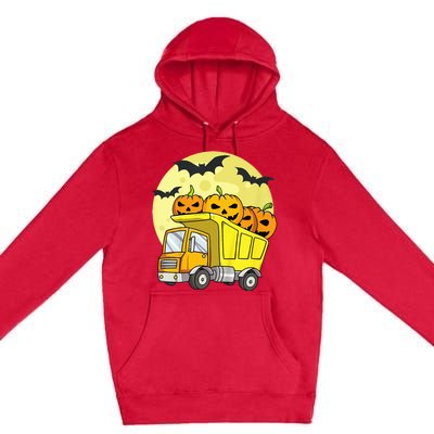 Halloween Construction Truck Pumpkin Premium Pullover Hoodie