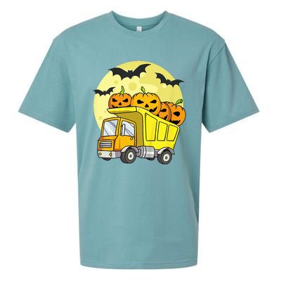 Halloween Construction Truck Pumpkin Sueded Cloud Jersey T-Shirt