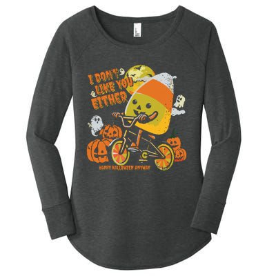 Halloween Costume Team Candy Corn I DonT Like You Either Women's Perfect Tri Tunic Long Sleeve Shirt