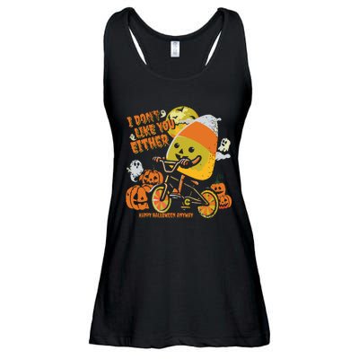 Halloween Costume Team Candy Corn I DonT Like You Either Ladies Essential Flowy Tank