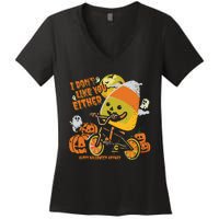 Halloween Costume Team Candy Corn I DonT Like You Either Women's V-Neck T-Shirt