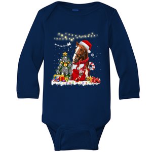 Horse Christmas Tree Hat Santa Lights Funny Horse Xmas Gift Baby Long Sleeve Bodysuit