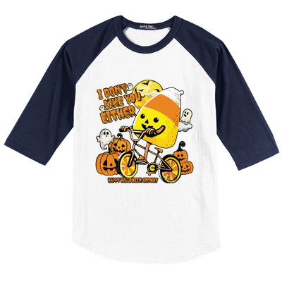 Halloween Costume Team Candy Corn I DonT Like You Either Baseball Sleeve Shirt