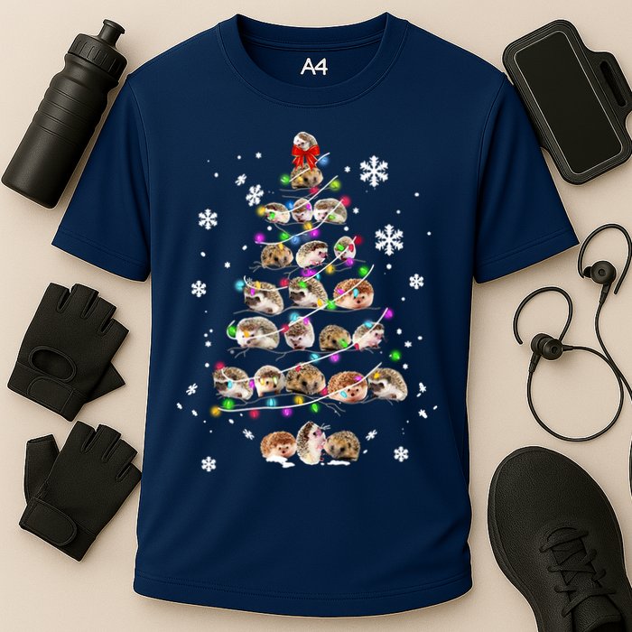 Hedgehog Christmas Tree Cooling Performance Crew T-Shirt