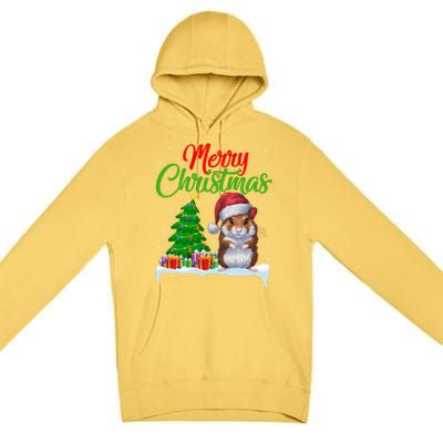 Hamster Christmas Tree Lights Funny Xmas Hamster Lover Gift Premium Pullover Hoodie