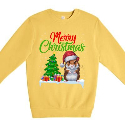 Hamster Christmas Tree Lights Funny Xmas Hamster Lover Gift Premium Crewneck Sweatshirt