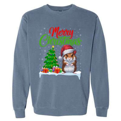 Hamster Christmas Tree Lights Funny Xmas Hamster Lover Gift Garment-Dyed Sweatshirt