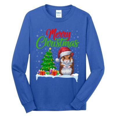 Hamster Christmas Tree Lights Funny Xmas Hamster Lover Gift Tall Long Sleeve T-Shirt