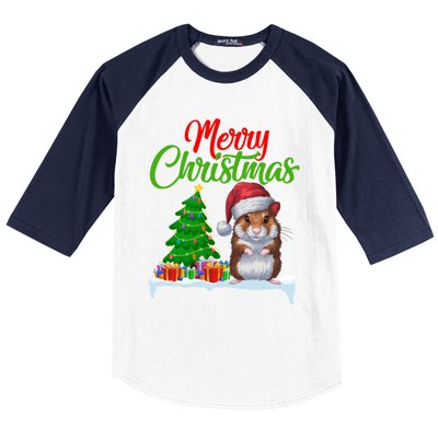 Hamster Christmas Tree Lights Funny Xmas Hamster Lover Gift Baseball Sleeve Shirt