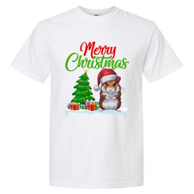 Hamster Christmas Tree Lights Funny Xmas Hamster Lover Gift Garment-Dyed Heavyweight T-Shirt