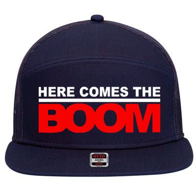 Here Comes The Boom 7 Panel Mesh Trucker Snapback Hat