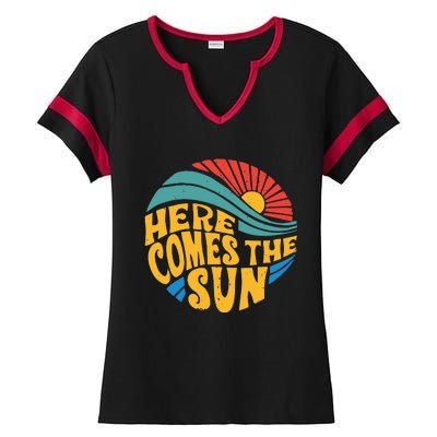 Here Comes The Sun Music Lover Graphic Ladies Halftime Notch Neck Tee