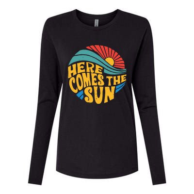 Here Comes The Sun Music Lover Graphic Womens Cotton Relaxed Long Sleeve T-Shirt