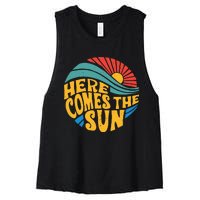 Here Comes The Sun Music Lover Graphic Women's Racerback Cropped Tank