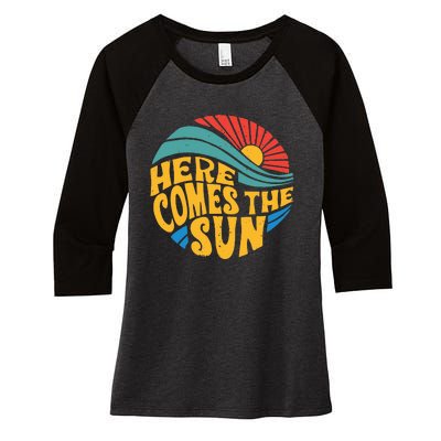 Here Comes The Sun Music Lover Graphic Women's Tri-Blend 3/4-Sleeve Raglan Shirt