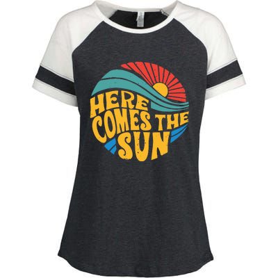 Here Comes The Sun Music Lover Graphic Enza Ladies Jersey Colorblock Tee