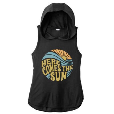 Here Comes The Sun Ladies PosiCharge Tri-Blend Wicking Draft Hoodie Tank