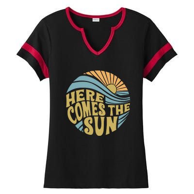 Here Comes The Sun Ladies Halftime Notch Neck Tee