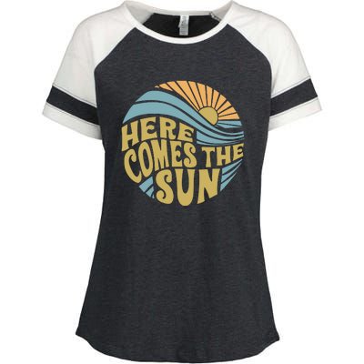 Here Comes The Sun Enza Ladies Jersey Colorblock Tee