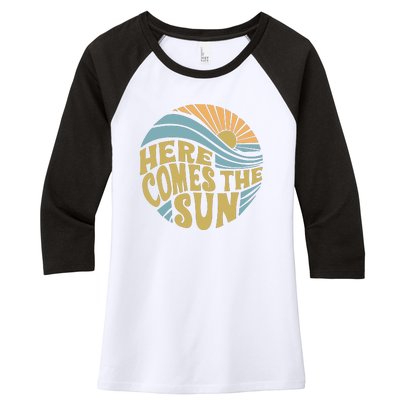 Here Comes The Sun Women's Tri-Blend 3/4-Sleeve Raglan Shirt