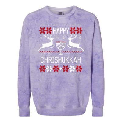 Happy Chrismukkah This Is My Christmas Hanukkah Funny Cool Colorblast Crewneck Sweatshirt