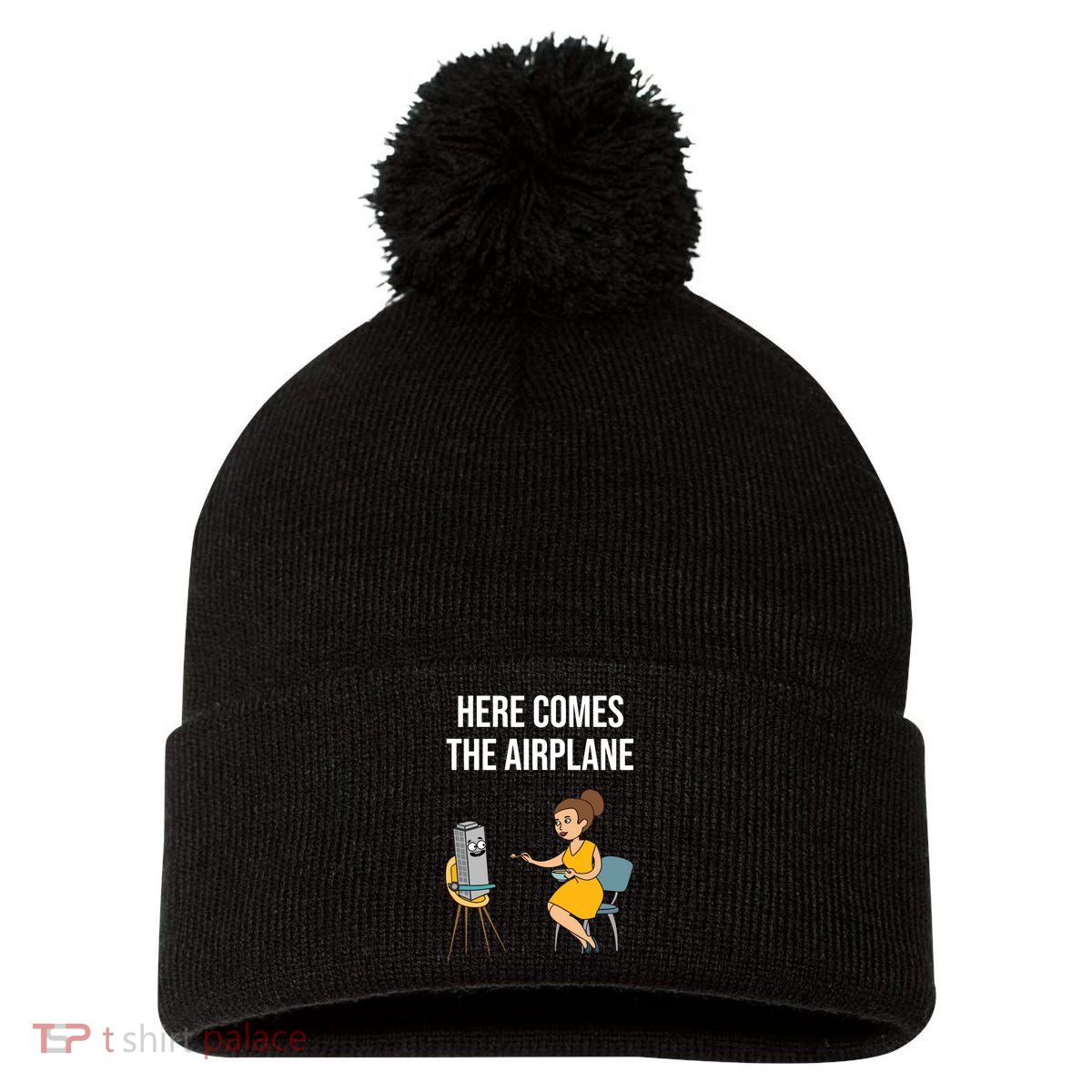 Here Comes The Airplane Pom Pom 12in Knit Beanie