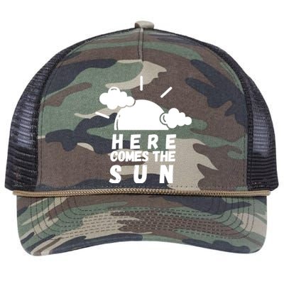 Here Comes The Sun Bring It On Sunshine Sunny Days Smiles Great Gift Retro Rope Trucker Hat Cap