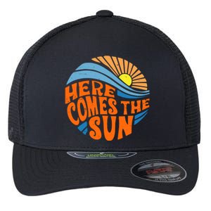 Here Comes The Sun Retro Summer Flexfit Unipanel Trucker Cap