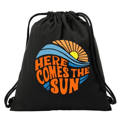 Here Comes The Sun Retro Summer Drawstring Bag