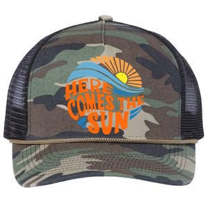 Here Comes The Sun Retro Summer Retro Rope Trucker Hat Cap