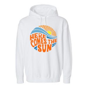 Here Comes The Sun Retro Summer Garment-Dyed Fleece Hoodie