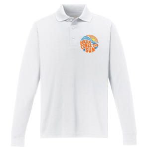 Here Comes The Sun Retro Summer Performance Long Sleeve Polo