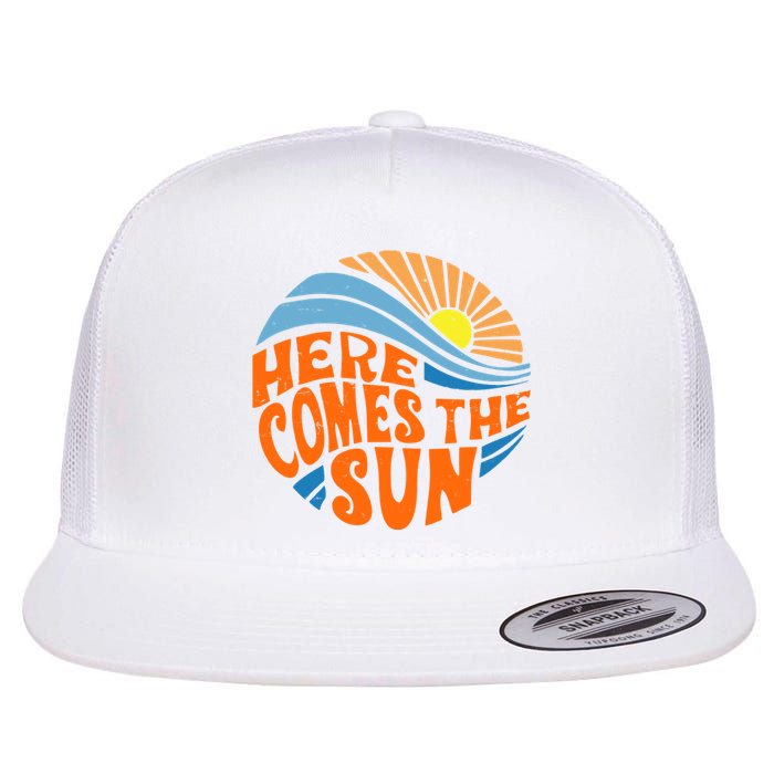 Here Comes The Sun Retro Summer Flat Bill Trucker Hat