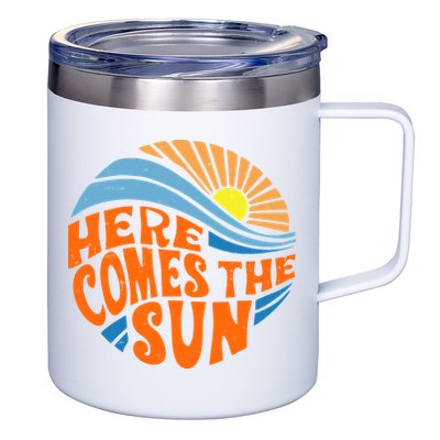 Here Comes The Sun Retro Summer 12oz Stainless Steel Coffee Mug