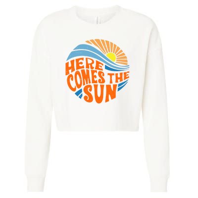 Here Comes The Sun Retro Summer Cropped Pullover Crew