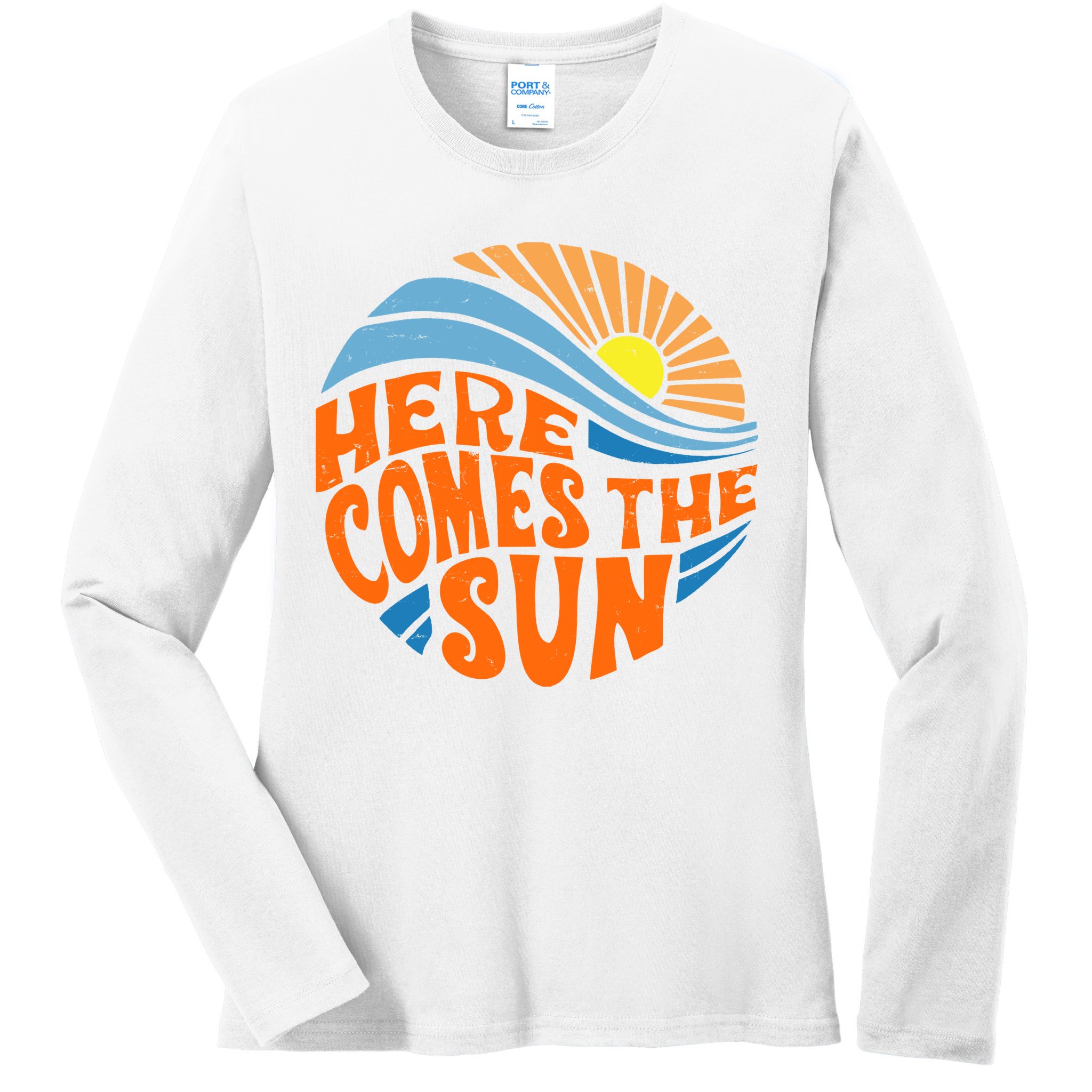 Here Comes The Sun Retro Summer Ladies Long Sleeve Shirt