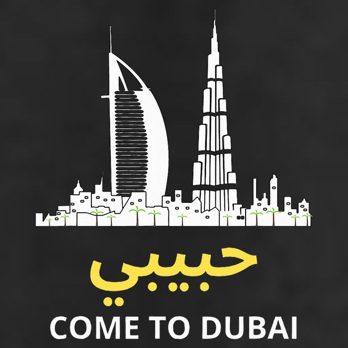 Habibi Come To Dubai Funny Quote Uae Travel 7 Panel Mesh Trucker Snapback Hat