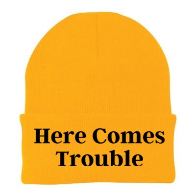 Here Comes Trouble Funny Here Comes Trouble Knit Cap Winter Beanie