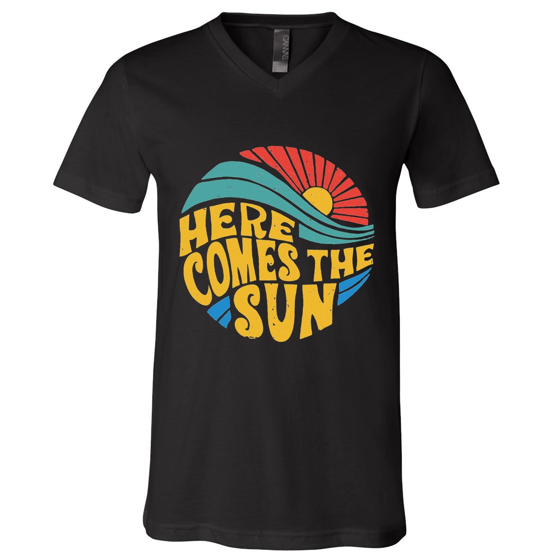 Here Comes The Sun Music Lover Graphic V-Neck T-Shirt