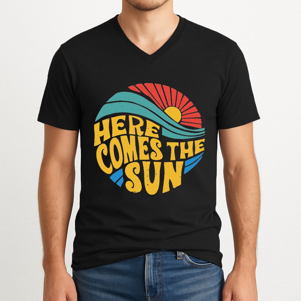 Here Comes The Sun Music Lover Graphic V-Neck T-Shirt