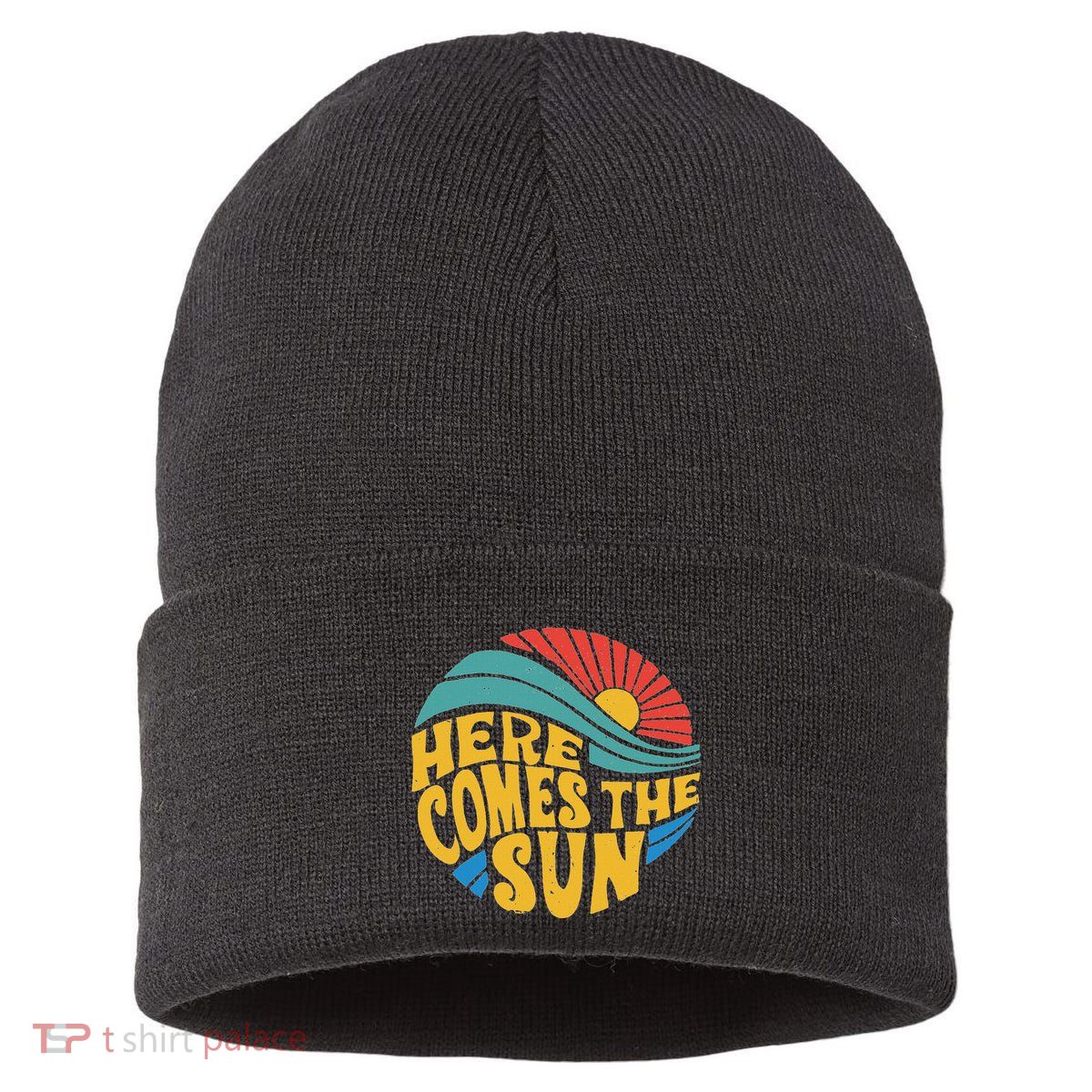 Here Comes The Sun Music Lover Graphic Sustainable Knit Beanie