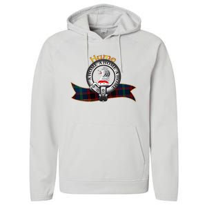 Hume Clan Tartan Crest Motto V Neck Performance Fleece Hoodie