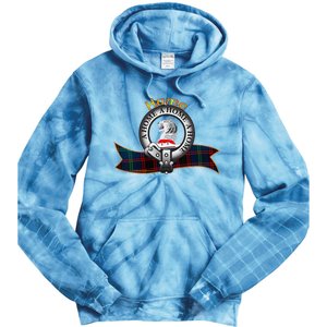 Hume Clan Tartan Crest Motto V Neck Tie Dye Hoodie