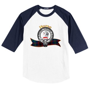 Hume Clan Tartan Crest Motto V Neck Baseball Sleeve Shirt